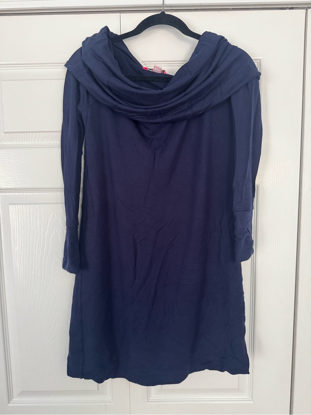 Lilly Pulitzer Navy Long Sleeve Cowl Neck Dress